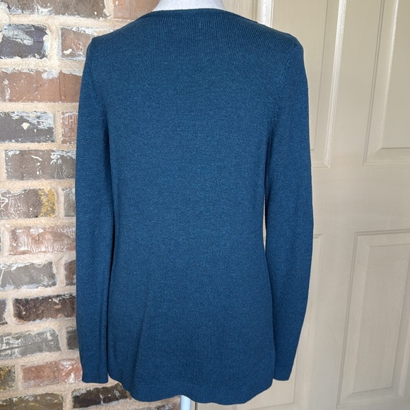 Teal Blue Long Sleeve Sweater Timeless Classic Crewneck Pullover Soft Knit Sz M - Picture 8 of 15